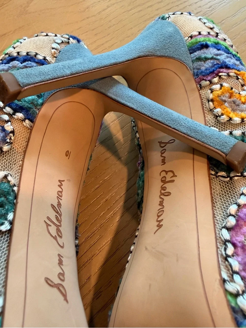 Sam Edelman Multicolor Embroidered Pointed Toe Heels